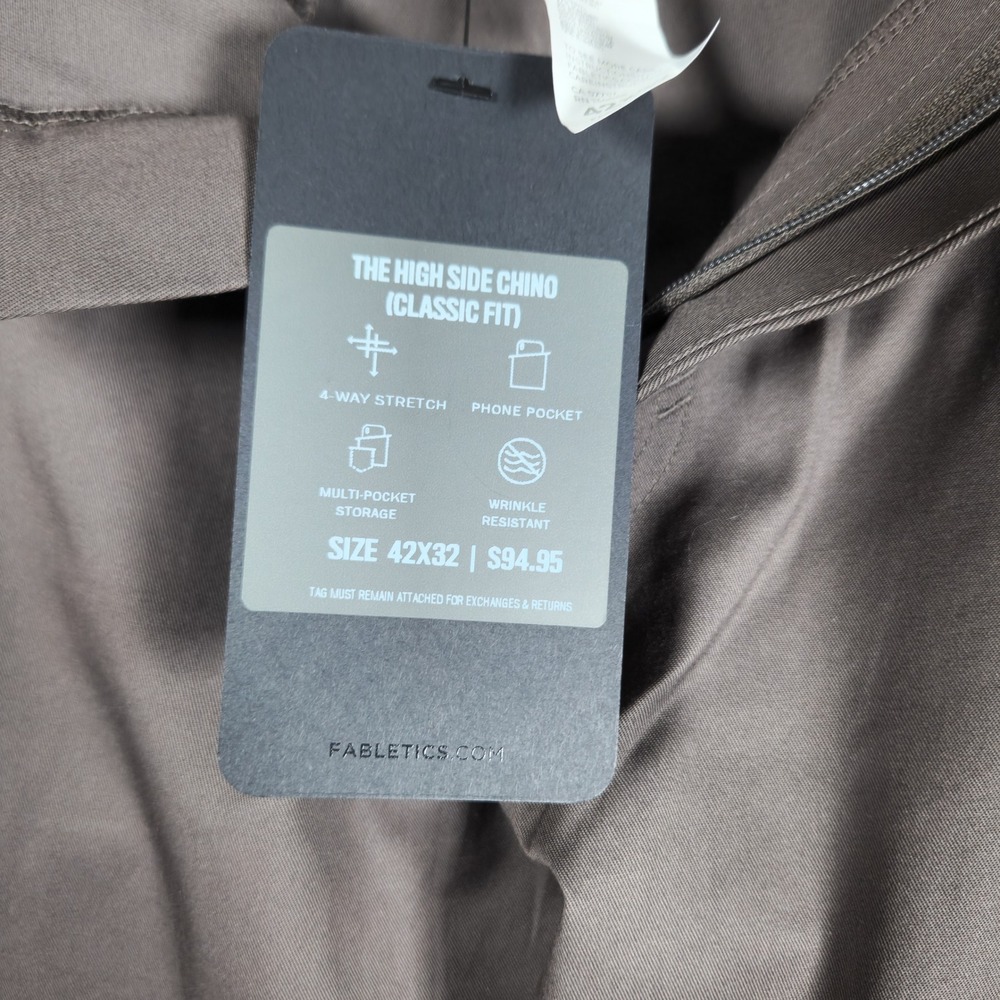 Fabletics Mens High Side Chino Classic Fit Pants Grey 42x32 PT2354910-9465-42032 - Picture 9 of 13